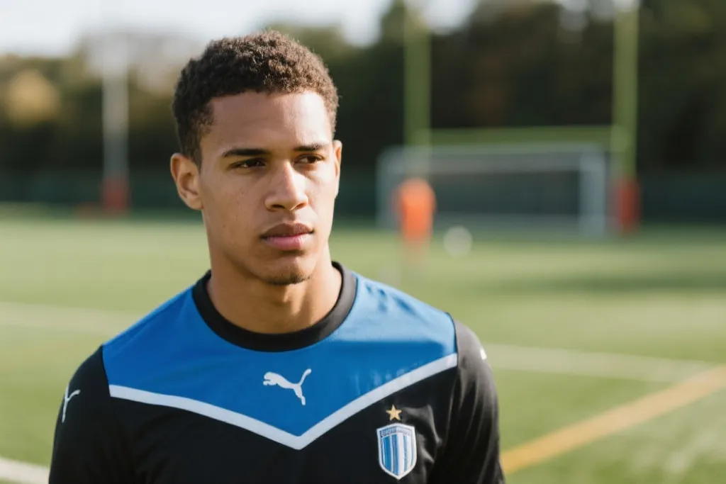 平静专注的足球运动员